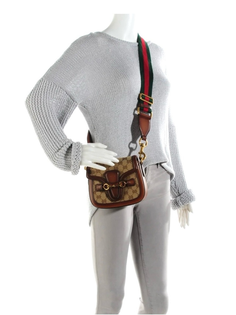 Authentic Gucci Small Lady Web Shoulder Bagbrown monogram canvas - Picture 2 of 16